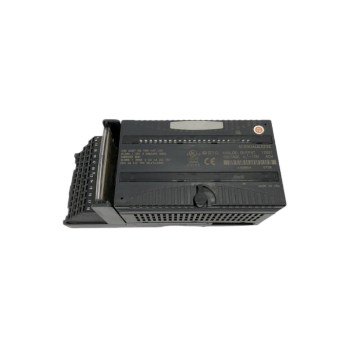 Buy GE IC200ALG322 VersaMax Analog Output Module. 4 outputs, 4-20mA, 15-bit resolution, short-circuit detection, +5 Vdc, CE/UL/CSA compliant.