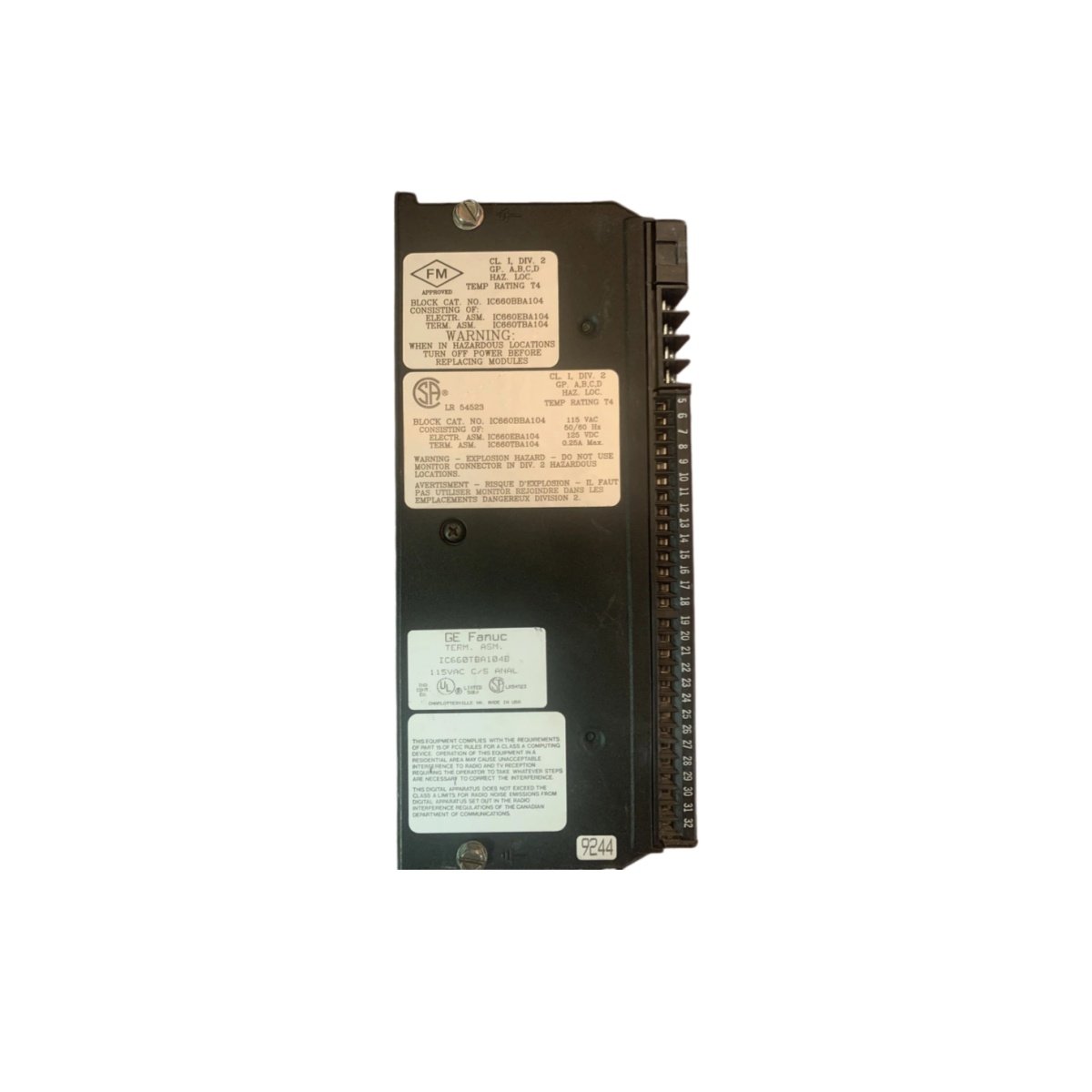 GE IC660TBA104 Terminal Assembly | Genius I/O 20-Position Screw Block