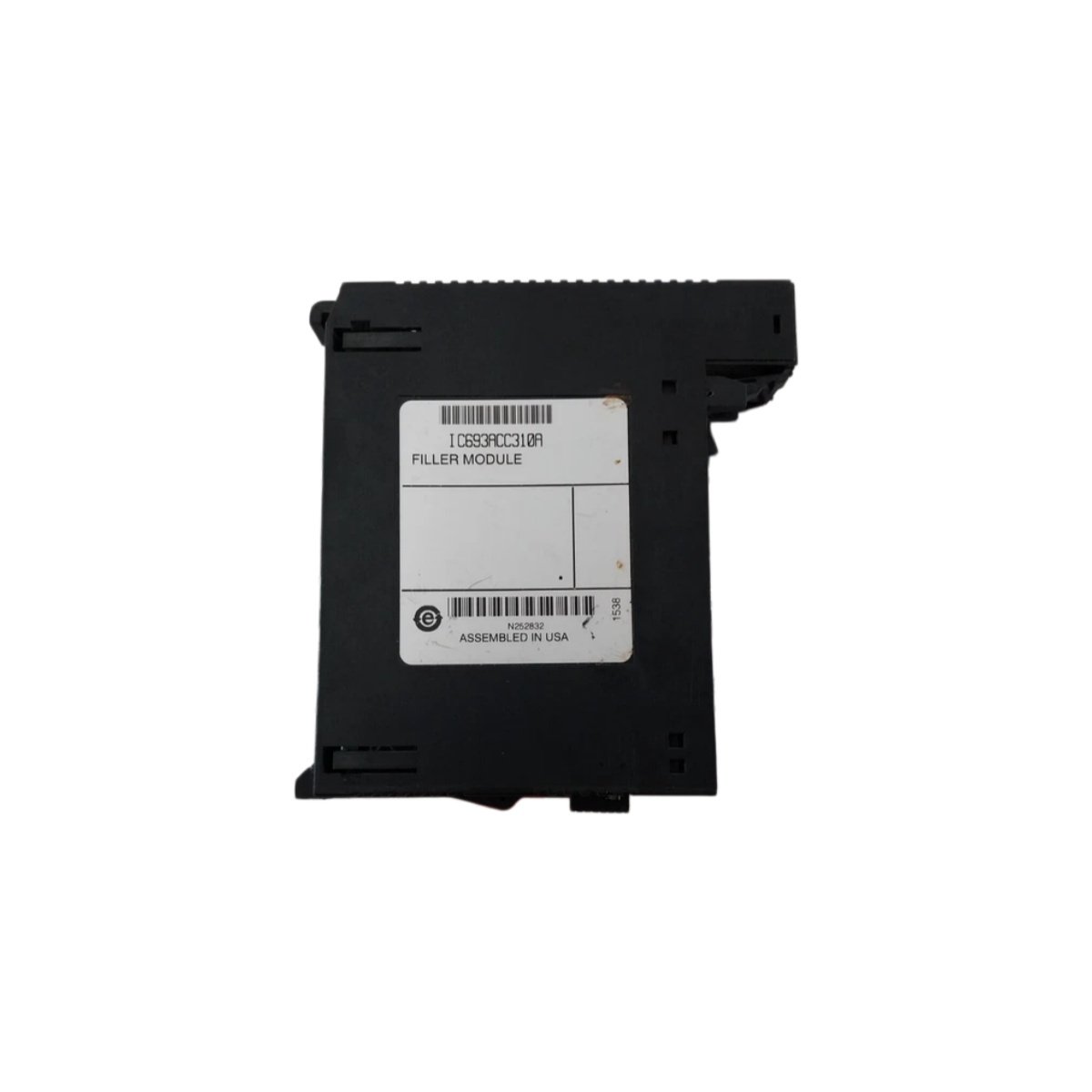 GE IC693ACC310A blank filler module for Series 90-30 PLC racks. Single slot, 0.4 lbs, protects against dust and ensures proper airflow. Easy installation.