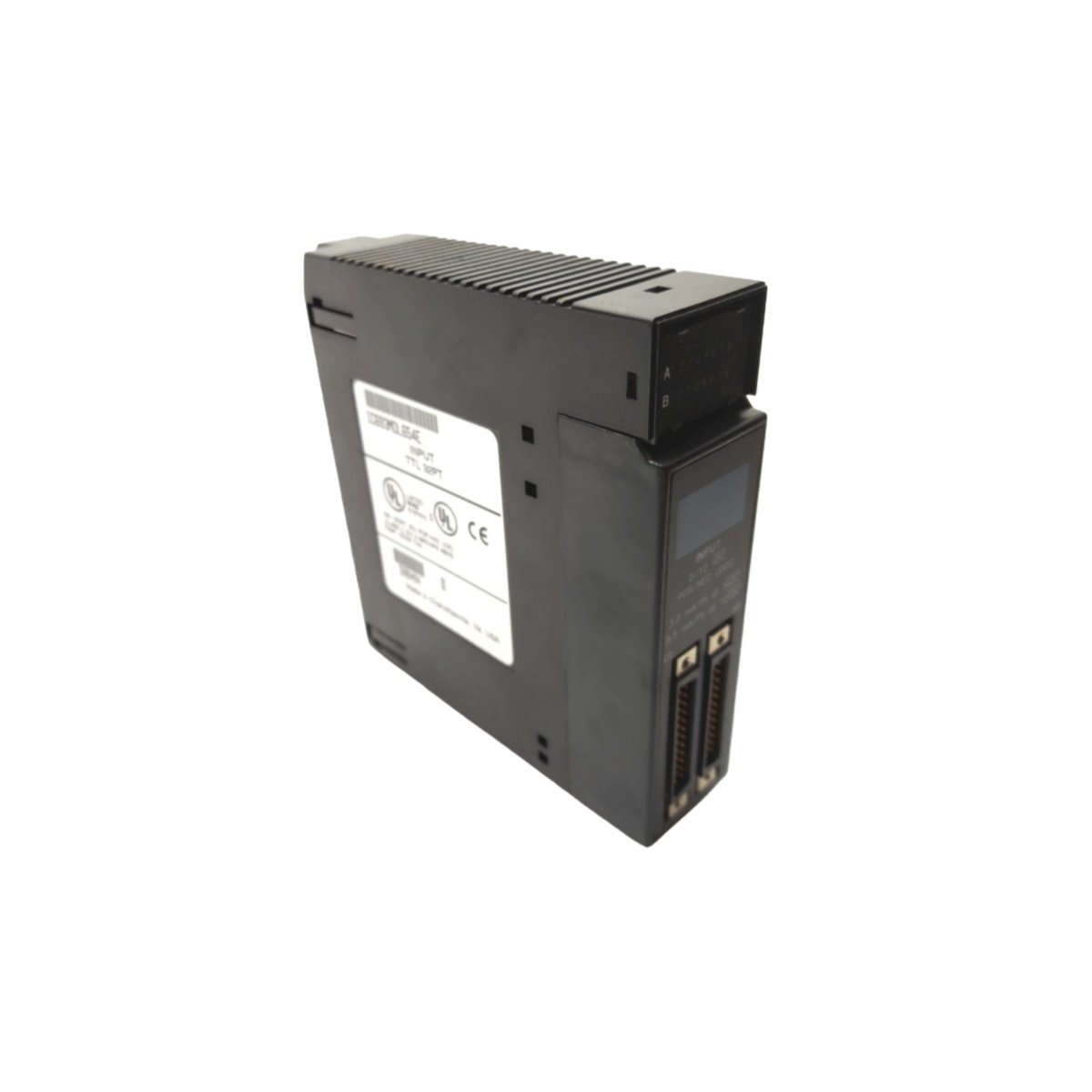 GE IC693MDL654 16-point 24 VDC logic input. Positive/negative logic configurable, 2 ms response, 150 mA. 0.34 kg. Series 90-30 PLC.