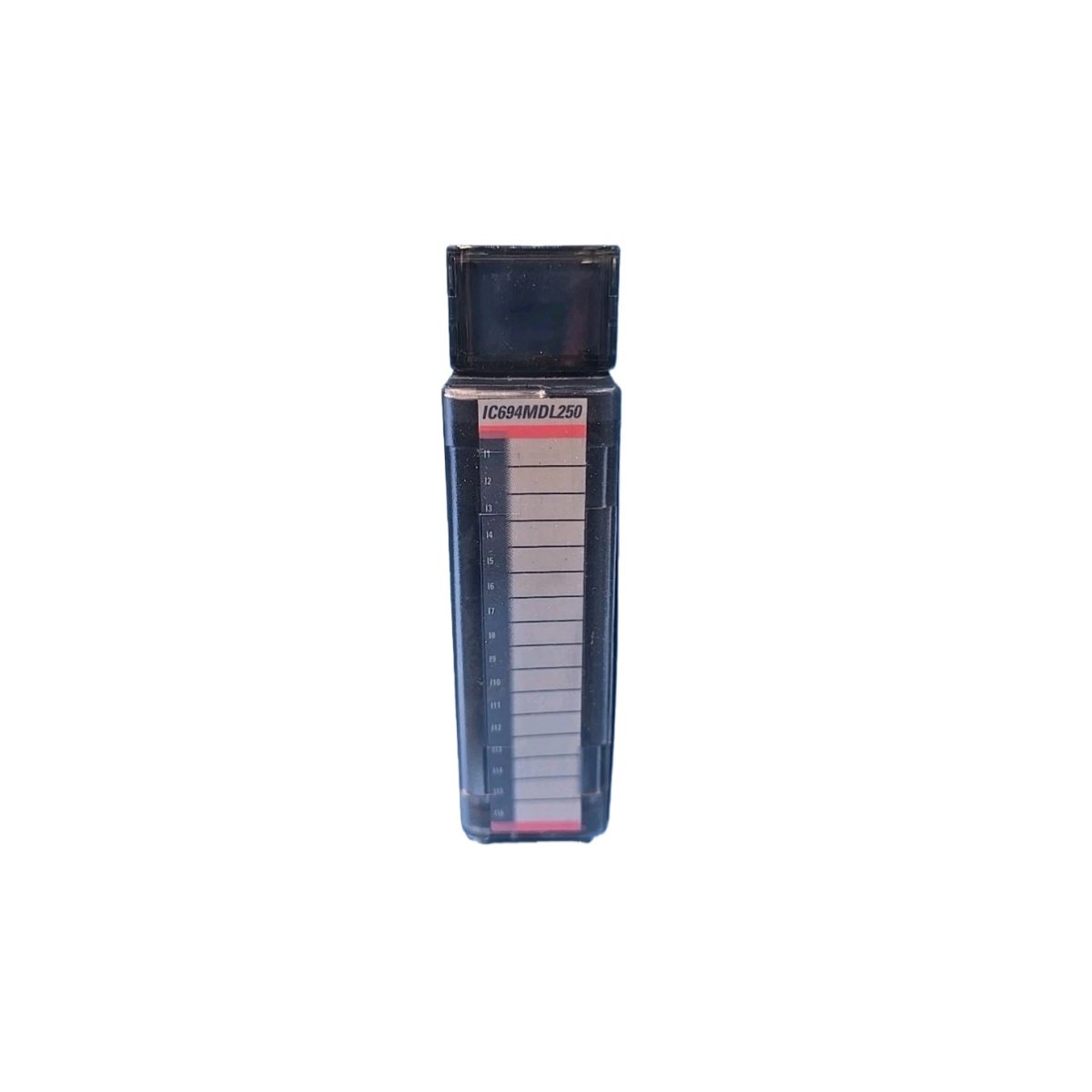 GE IC694MDL250 Voltage Input Module with 16 isolated 24VDC channels, 2ms response, removable terminal block, and 1500V isolation for RX3i systems.
