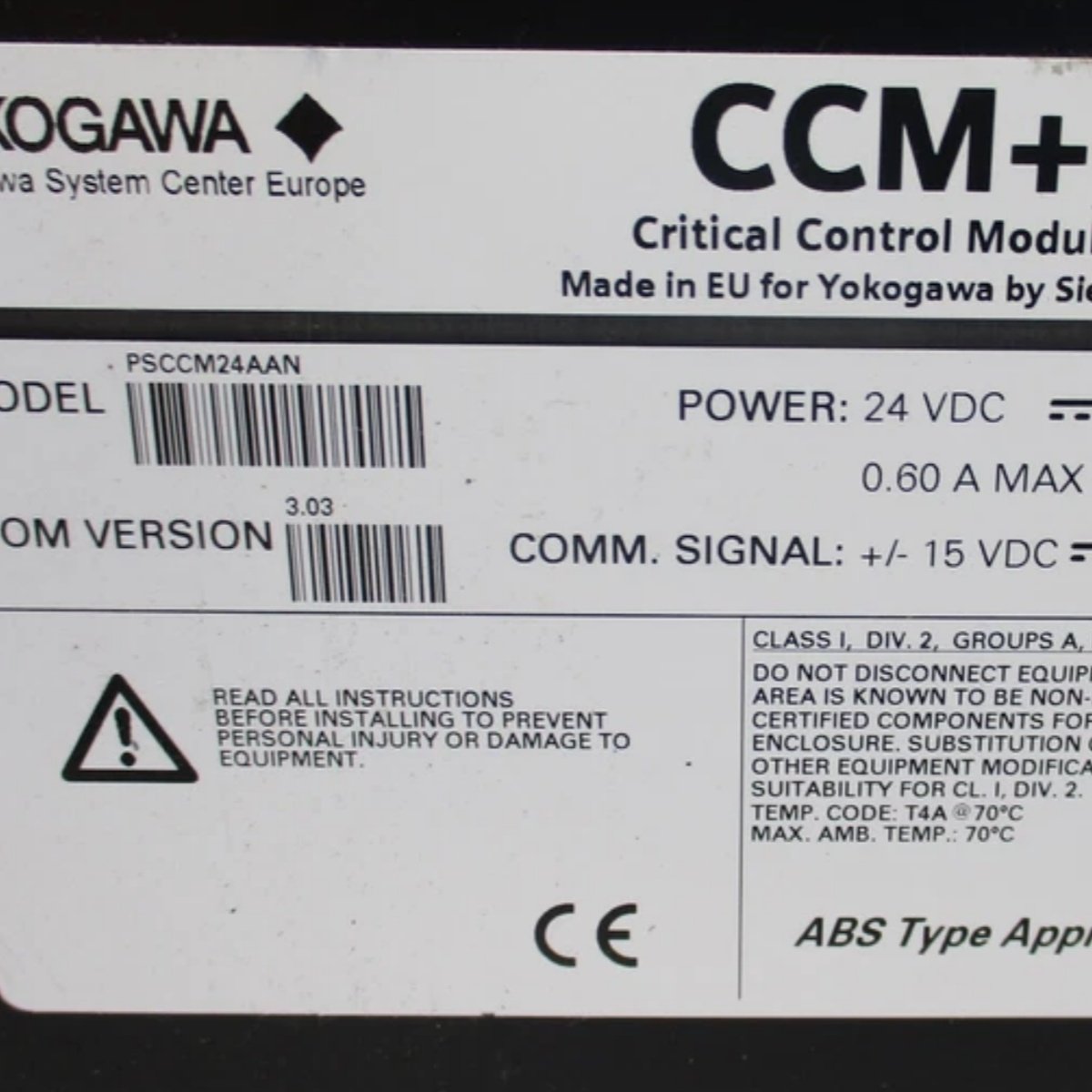 Yokogawa PSCCM24AAN Critical Control Module | ProSafe SIL 3