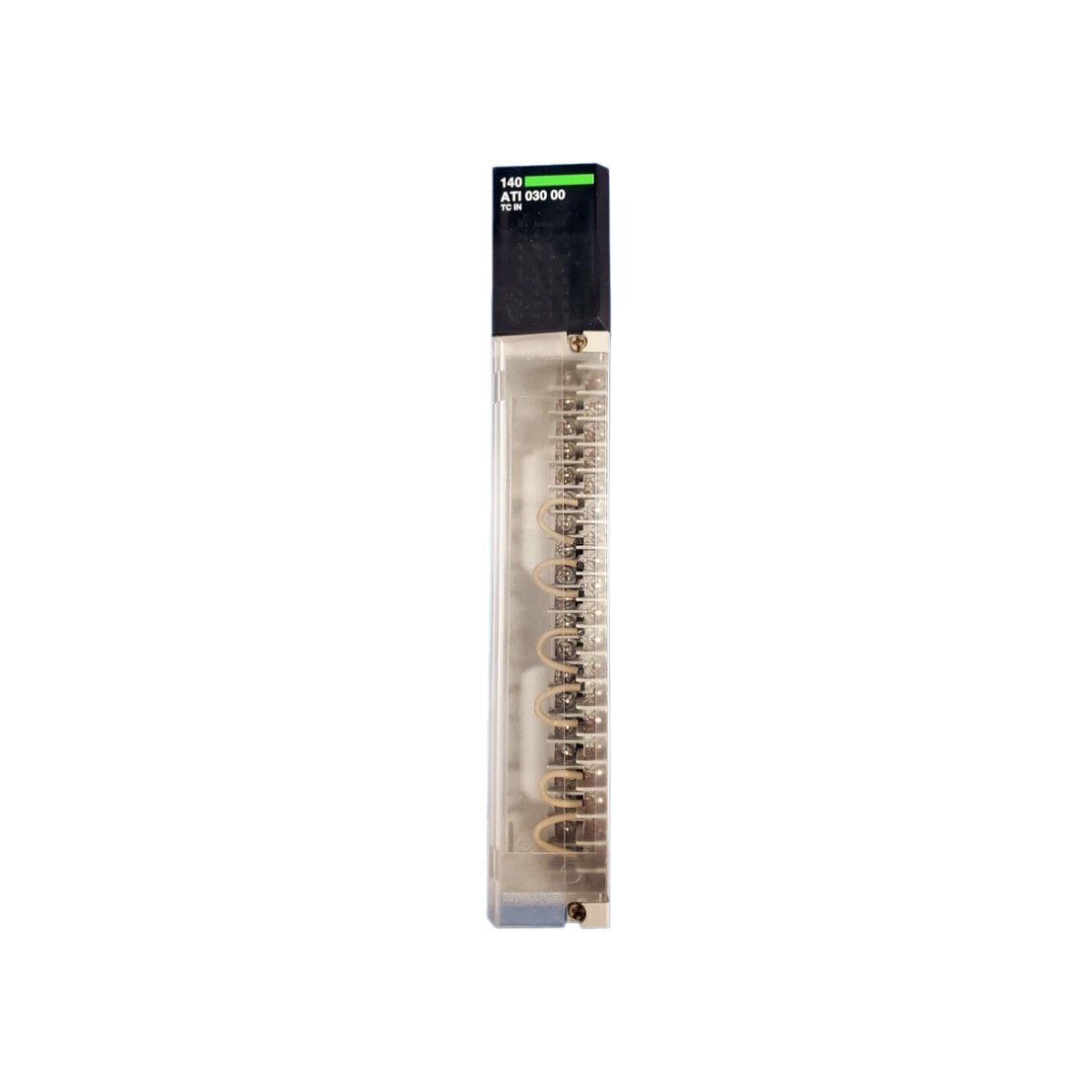 Schneider 140ATI03000C analog input module with 8 channels, 4–20 mA input, 12-bit resolution, and 0.75 kg weight. View full specs.