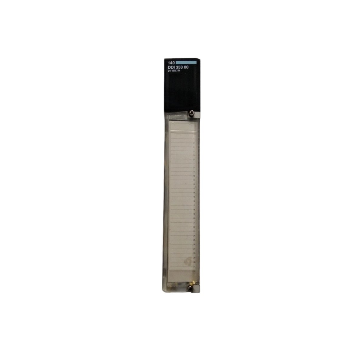 Schneider 140DSI35300C discrete input module offers 32 points, 24 VDC rating, and 220 µF filtering. View full dimensions, weight, and interface specs here.