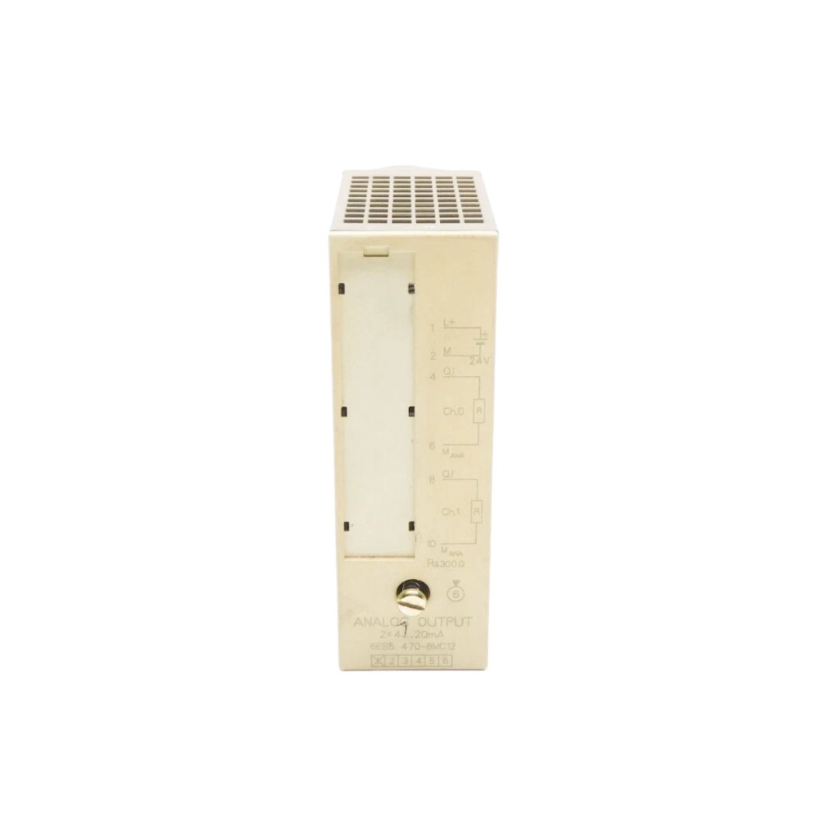 Order the Siemens 6ES5470-8MC12 analog output module for SIMATIC S5. Features 4 isolated channels, 0–10 V output, and 12-bit resolution.