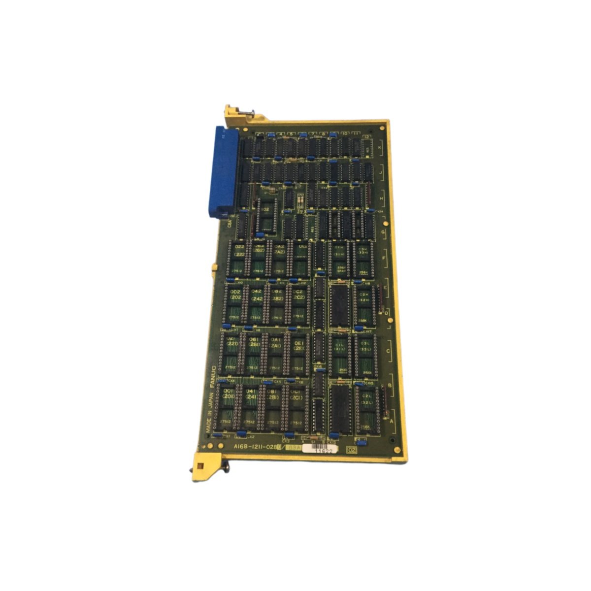 GE A16B-1211-0280 ROM/RAM memory module: EPROM firmware plus battery-backed RAM, backplane and card edge interfaces, 240x160x22 mm, 0.45 kg, 5 VDC.