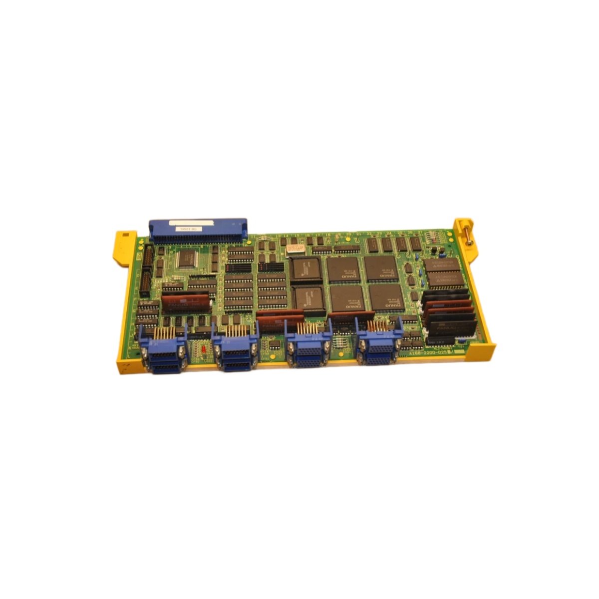 GE A16B-2200-0250/06C 4-axis control board delivers 4 MHz pulse output, ±10 V analog with 16-bit DAC, and encoder feedback for precision CNC