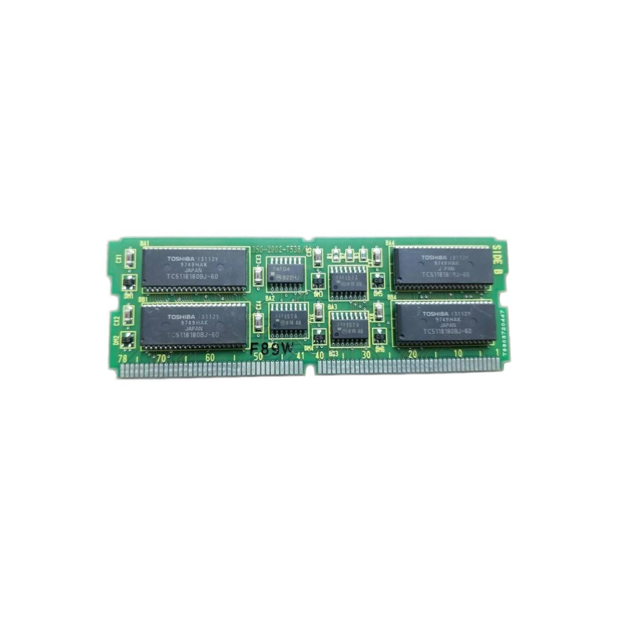 GE A20B-2902-053 8 MB DRAM memory module for GE Fanuc CNC systems. Review dimensions, weight, memory capacity, interface, and socket mounting specs.