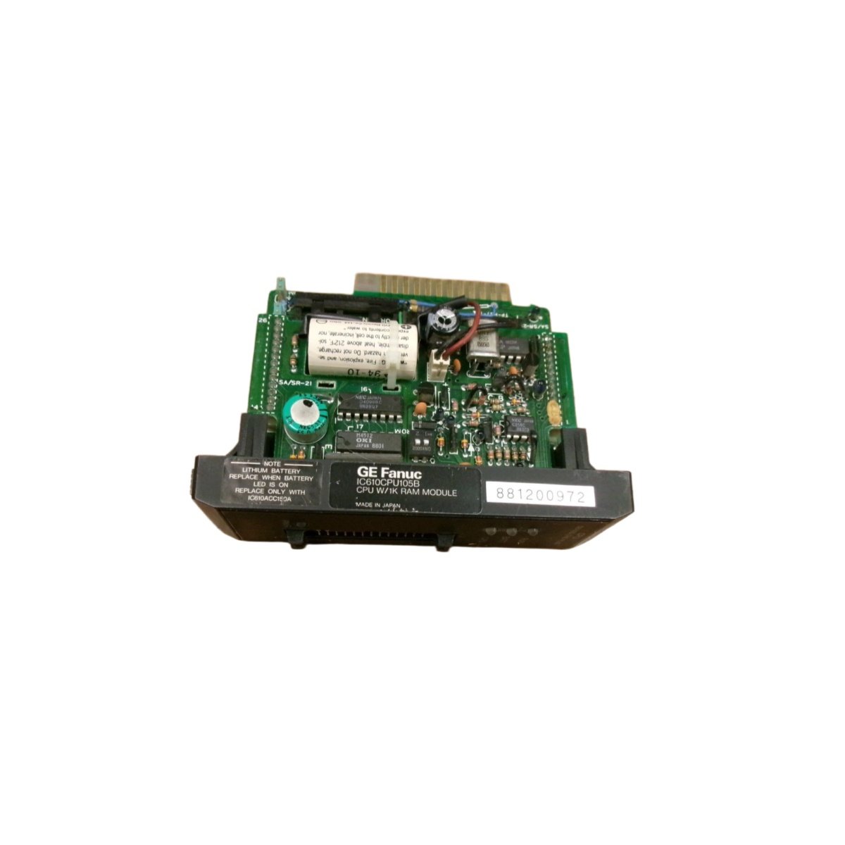 GE IC610CPU105B Series One Plus CPU module. 1K RAM, 700-word memory expandable to 1.7K, lithium battery backup, 0.2kg. PLC processor specifications.
