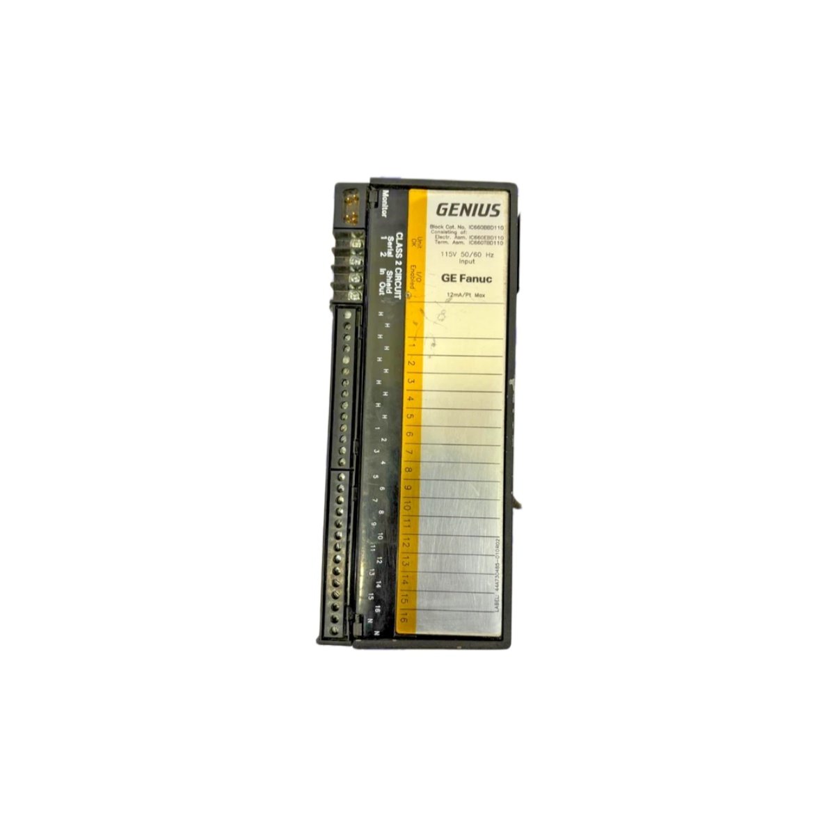 Purchase the GE IC660EBD110 electronics assembly with 16 digital inputs and outputs, Genius LAN communication, 1500V isolation