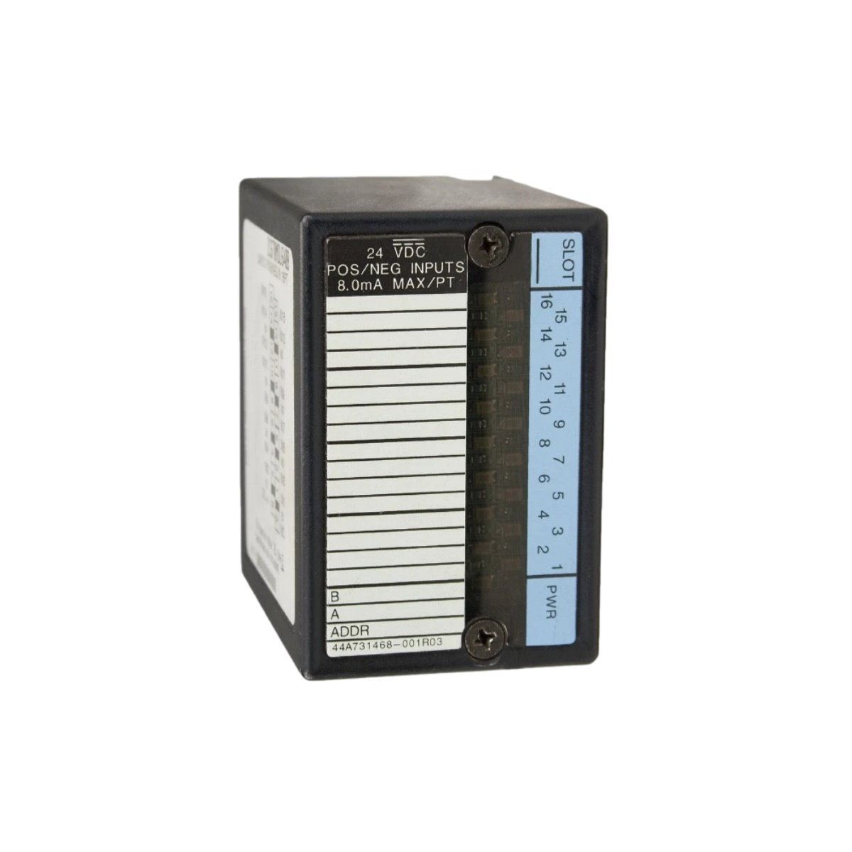 GE IC670MDL640B input module: 16 discrete inputs, 24 VDC, 7 mA per point, Field Control backplane, 130x50x105 mm, 0.32 kg, 5 VDC.