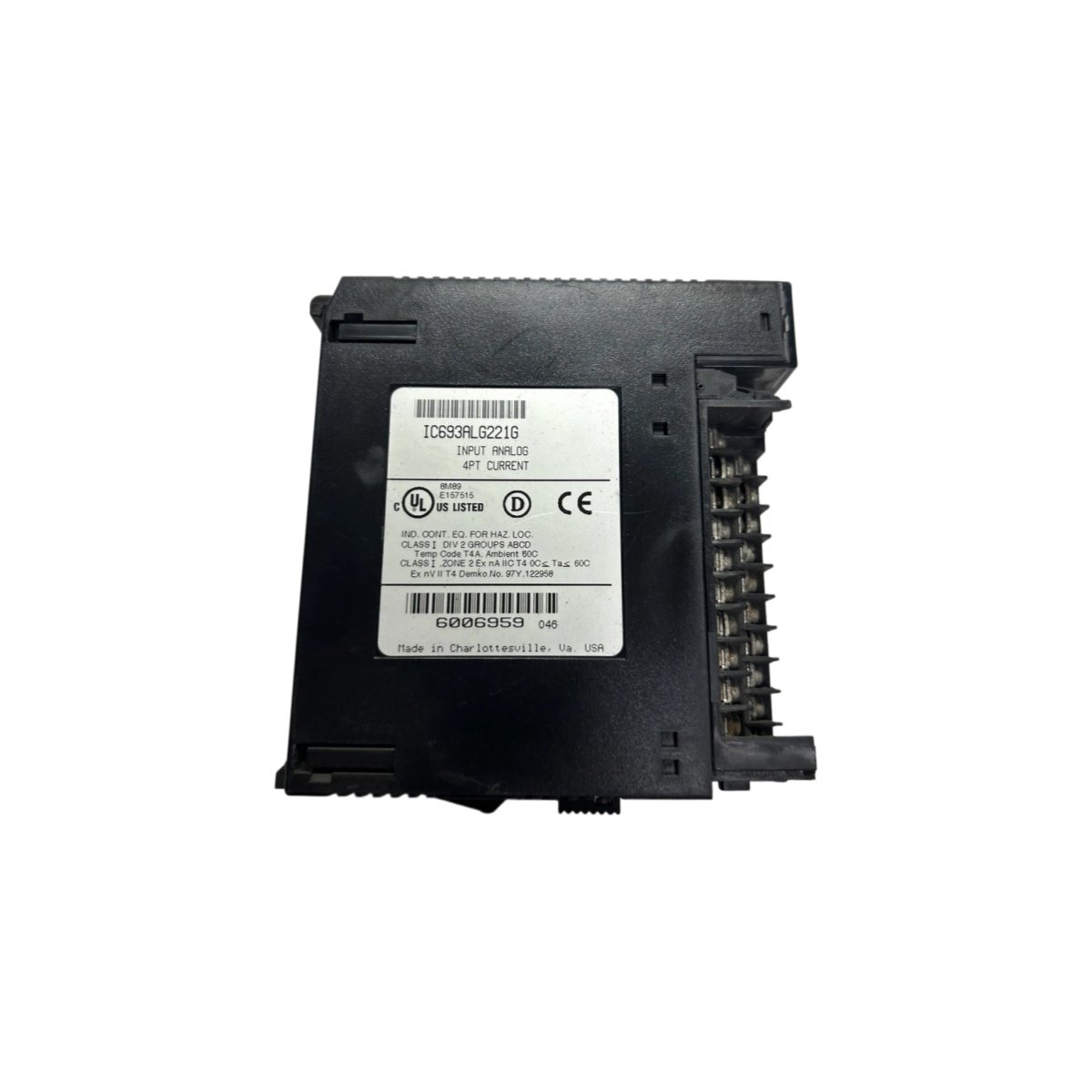GE IC693ALG221G 4-channel analog current input module for Series 90-30. 4-20mA, 12-bit resolution, ±0.1% accuracy, optical isolation.