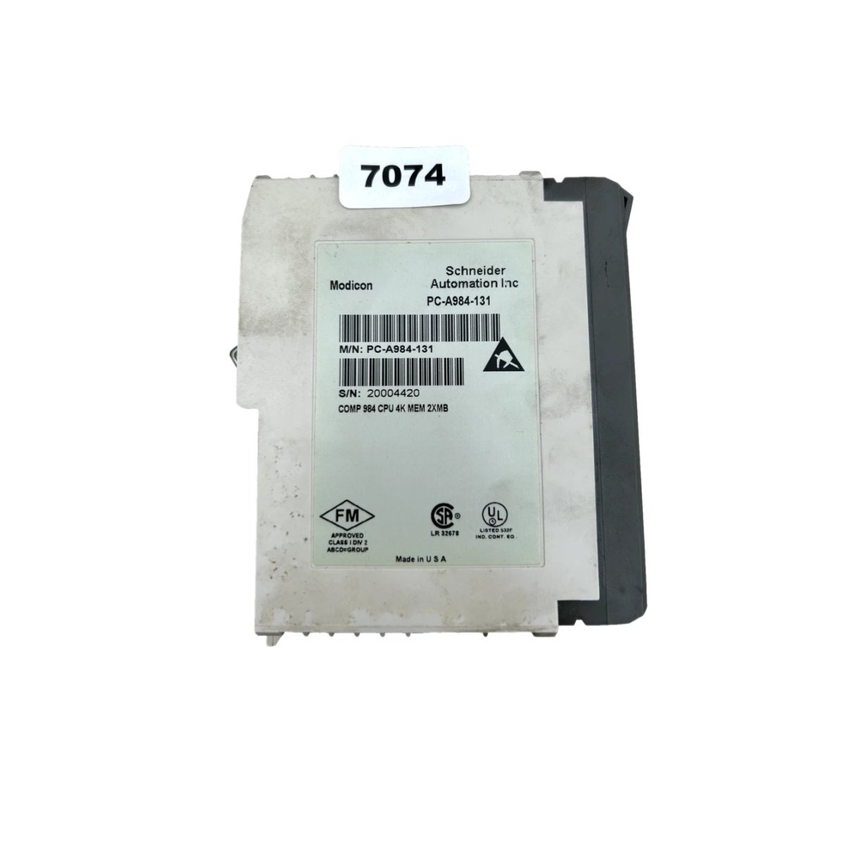 Schneider PCA984131 CPU Module | 185 Base Compact 4K Memory Specifications
