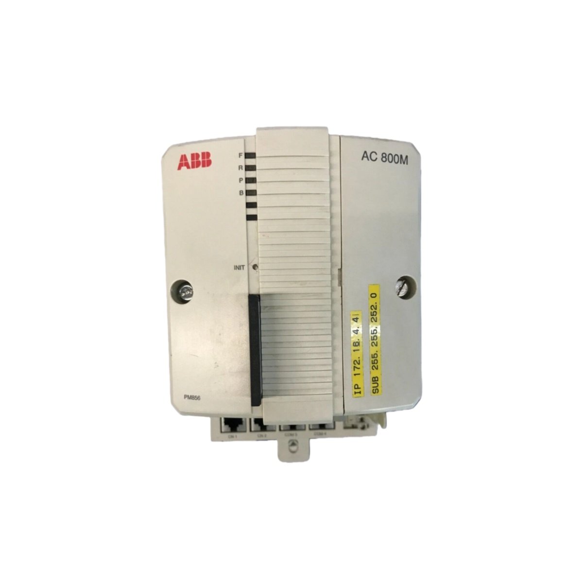 ABB PM856K01 3BSE018104R1 processor unit kit for AC 800M. Review dimensions, weight, power specs, interfaces, and memory backup features