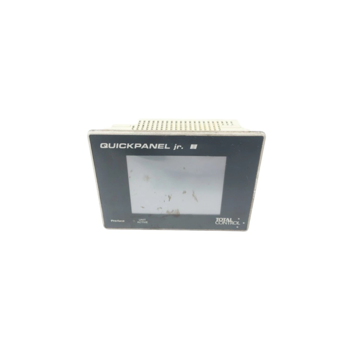 GE QPJ-2D100-L2P QuickPanel Jr. operator interface. 5-inch monochrome LCD, 240x320, IP65, 20.4-27.6 VDC, 0.5A. Reliable industrial HMI.