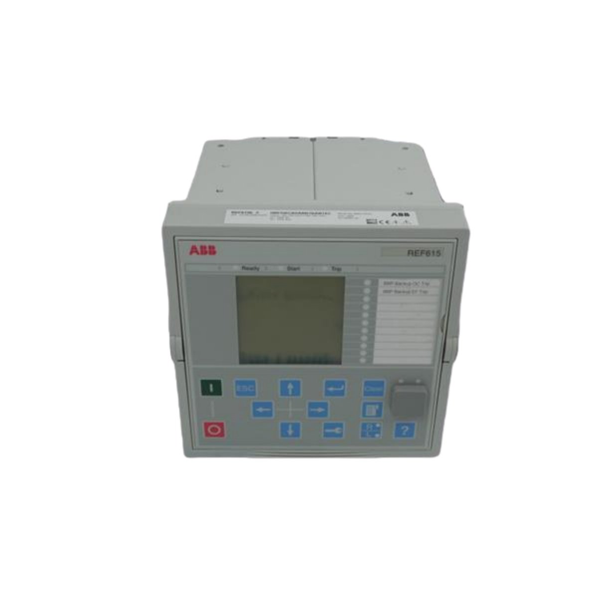 ABB REF615E merging unit: IEC 61850-9-2 sampled values, Ethernet and fiber ports, 220x160x180 mm, 2.20 kg, 15 VA, 3.0 V battery backup.