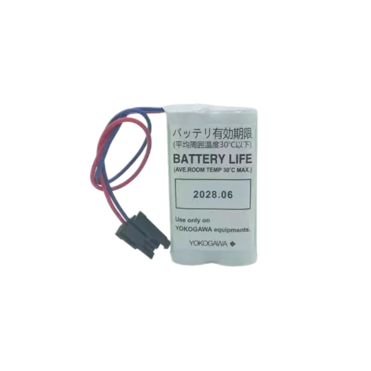 Yokogawa S9129FA battery pack provides 3.6 V, 2400 mAh lithium backup, 5-year data retention, and polarized connector for Centum VP controller memory.