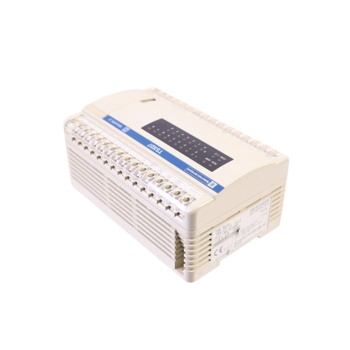 Purchase the Schneider TSX07211612 PLC module with 16 digital inputs, 12 outputs, 64KB RAM, RS-232/485 ports, and UL/CE certification. Durable and compact.
