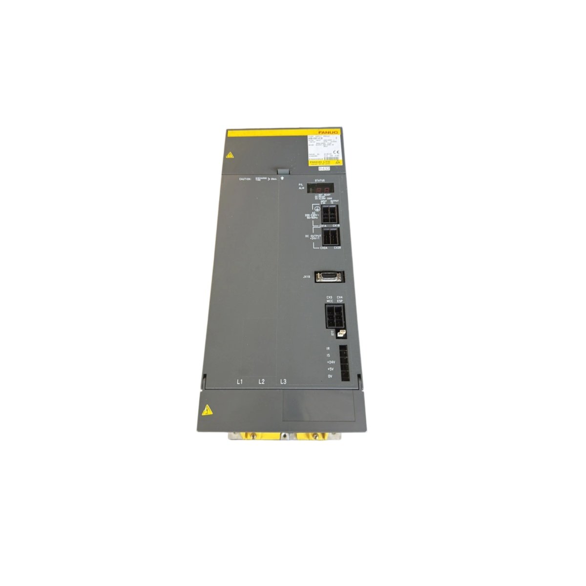 GE A06B-6087-H130 power supply module for FANUC CNC. AC input, regulated DC rails for servo drives. View dimensions, weight, and full specs.