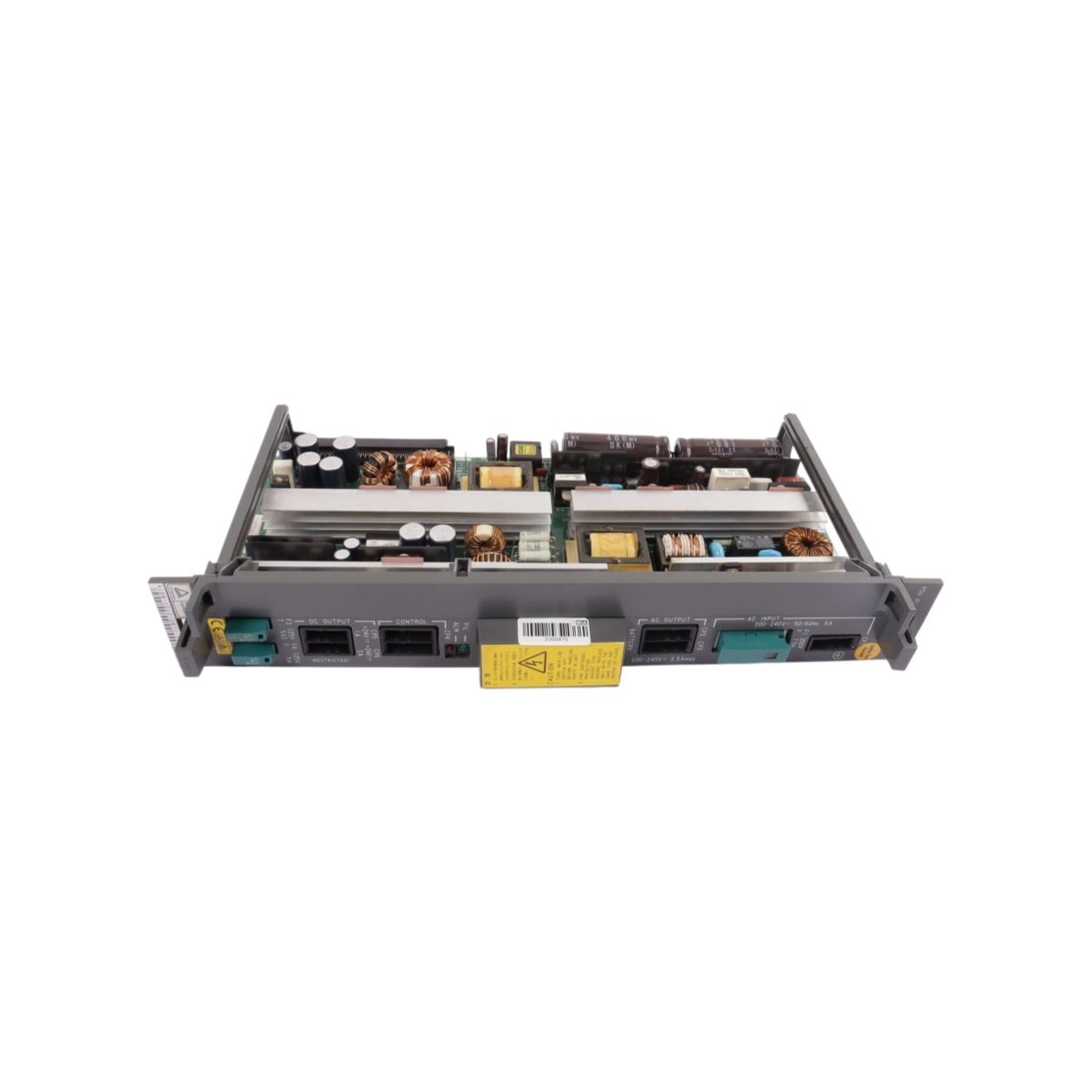 GE A16B-1212-0871 power supply unit: 200–240 Vac input, +5/+12/-12/+24 Vdc outputs, 150 W, 20 A at 5 Vdc. View full CNC specs.