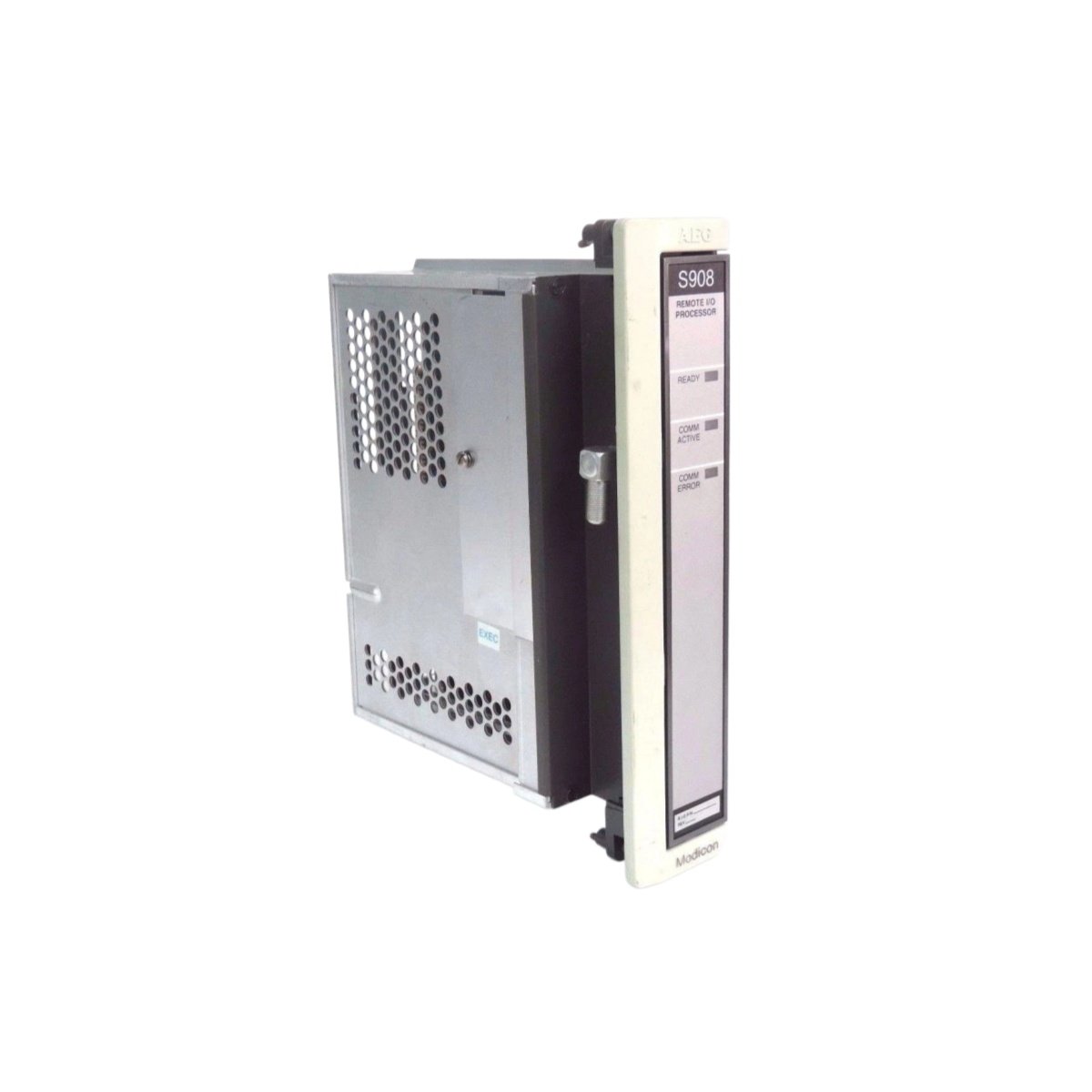 Schneider AS9385001 remote I/O processor for Modicon 984. Dual communication ports, status LEDs, 24 VDC. View dimensions, weight, and full specs.