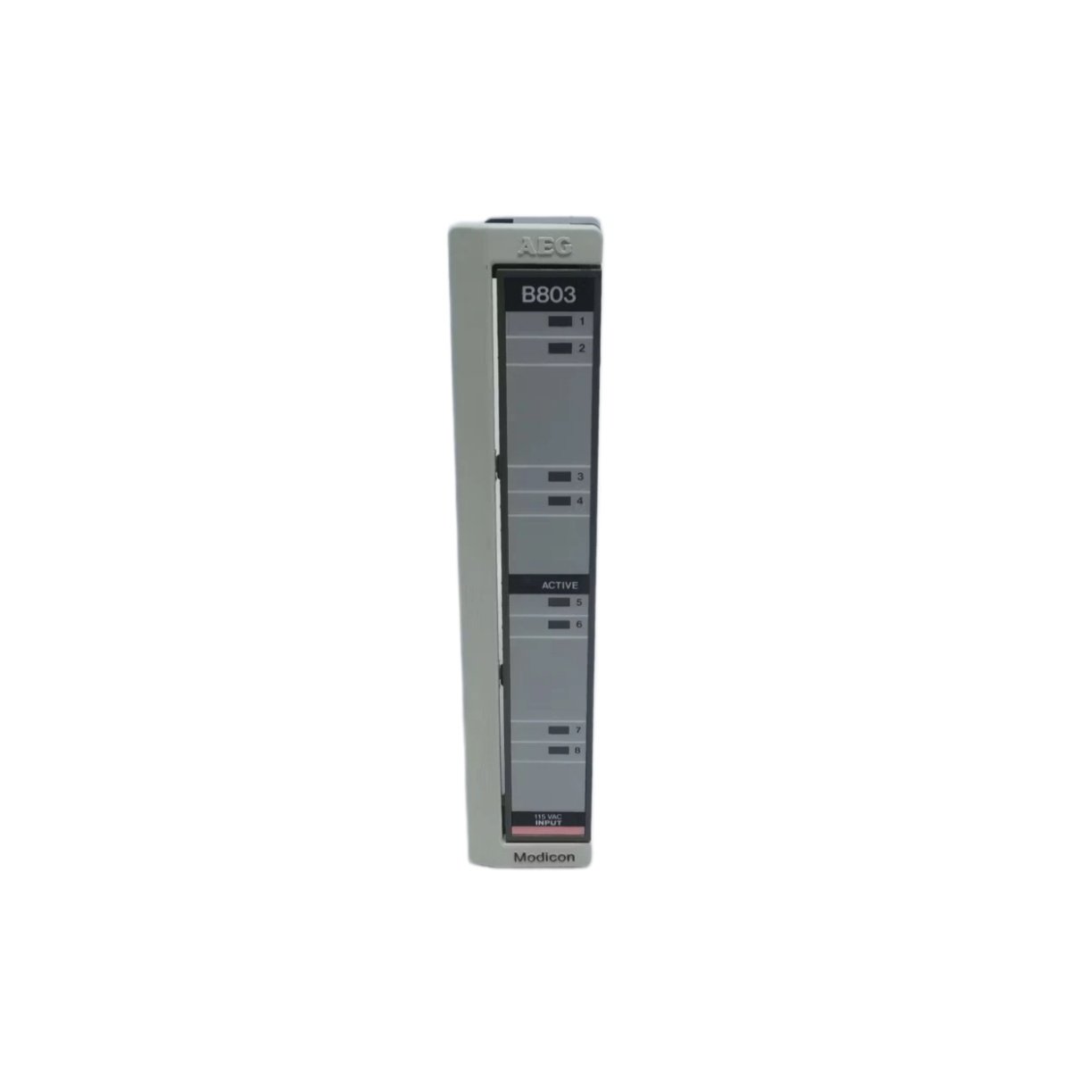 Schneider ASB803008 input module for Modicon 800 systems. 16 discrete points, 24 VDC, LED indicators. View dimensions, weight, and full specs.