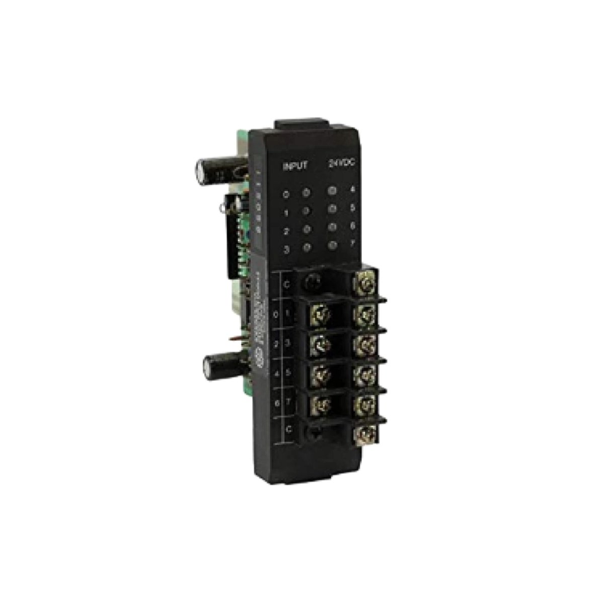 GE IC610MDL101A input module: 24 VDC field inputs, 150×100×40 mm, 0.3 kg, backplane powered. Technical specs for Series One PLC systems.
