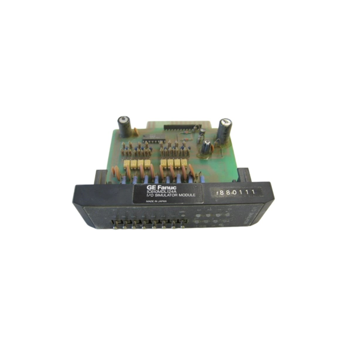 GE IC610MDL124A digital I/O simulator module: 8 toggle inputs, 8 LED outputs, 115 VAC, Series One compatible. View full specs and details.