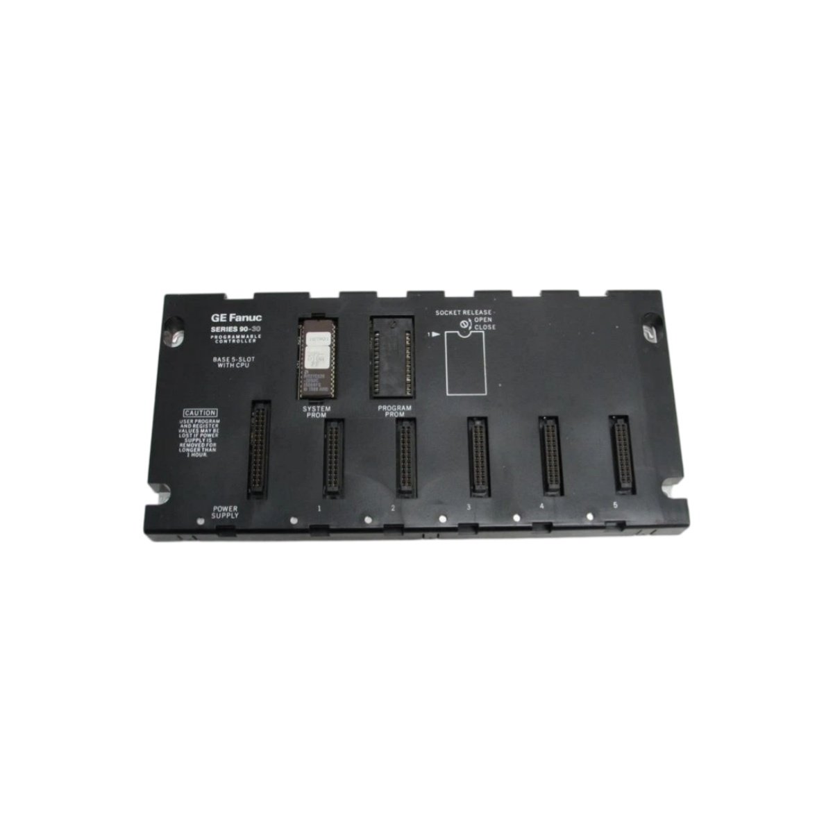 GE IC693CPU311J PLC CPU Baseplate Module: 24 VDC, 200×130×50 mm, 0.7 kg, 5 slots for Series 90-30 controllers. View specs.