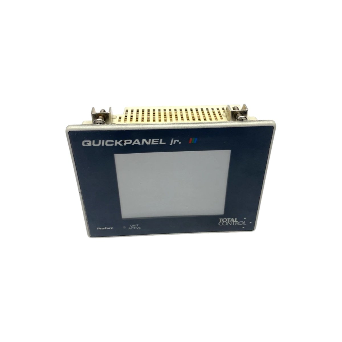GE QPJ-2D101-S2P QuickPanel HMI: color touchscreen, 250×190×50 mm, 1.2 kg, serial and network ports. Technical specs for operator interfaces.