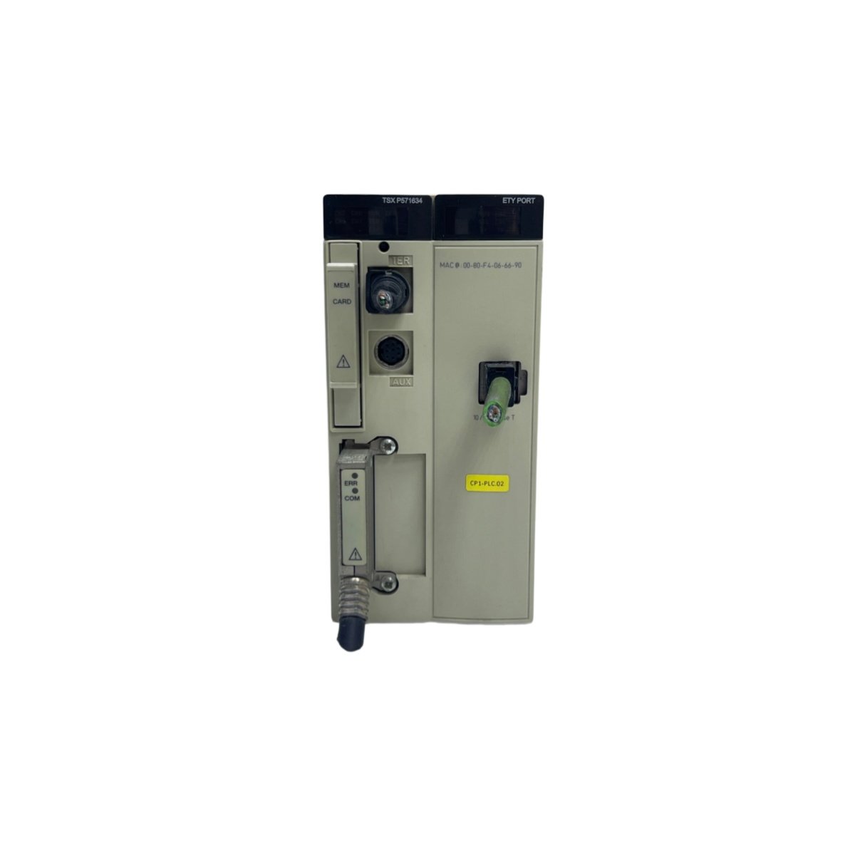 Schneider TSXP571634M Unity processor for Modicon Premium. 4 MB RAM, Unity Pro, Modbus, Ethernet, and USB ports. View dimensions and full specs.